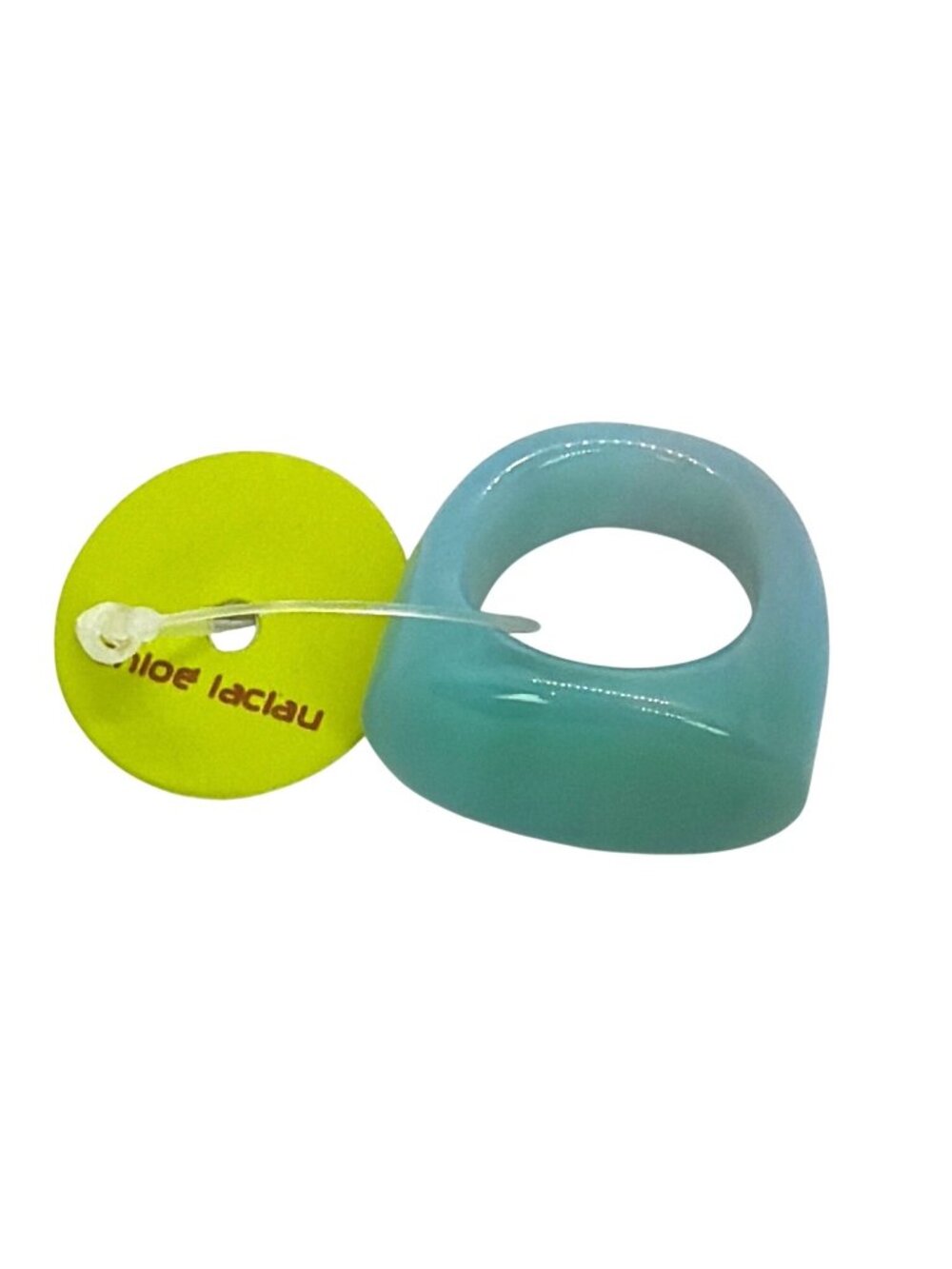 Dome Ring Aqua Teal Chloe Laclau Rio Brazil Resin Retired 2008 Deadstock Sz 8.5